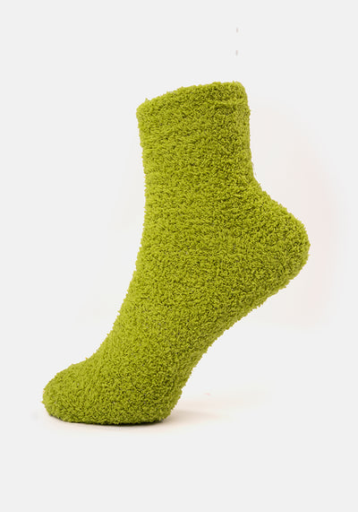 Lime Fluffy Socks