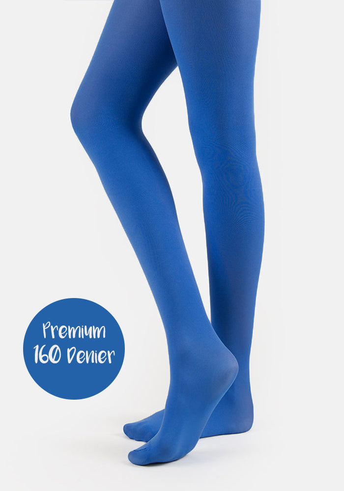 Second angle of 160 Denier Opaque Premium Tights (Limoges Blue)