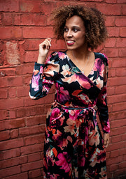 Lindsey Inky Floral Printed Velour Midi Dress