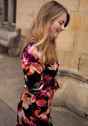 Lindsey Inky Floral Printed Velour Midi Dress