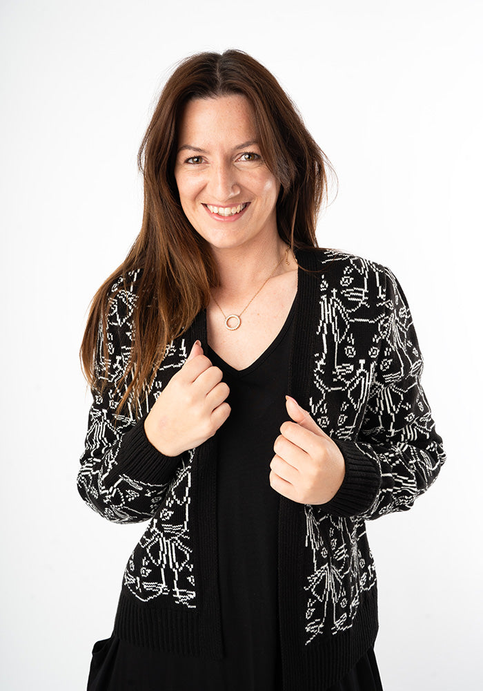 Second angle of Linear Cats Cardigan