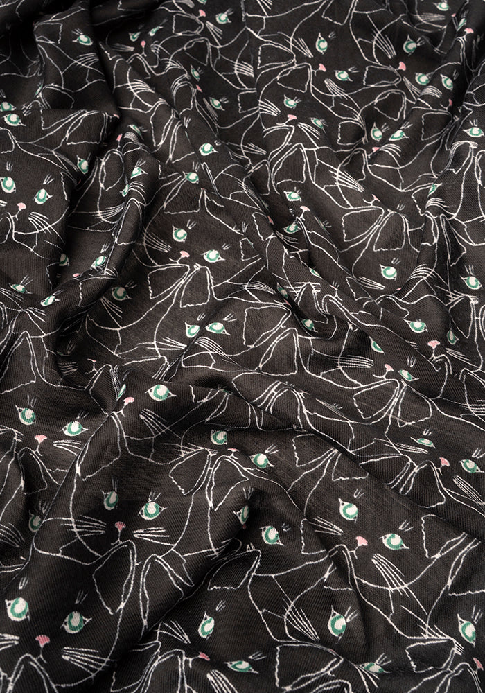 Linear Cats Print Scarf