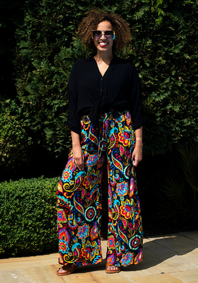 Beck Painted Paisley Print Woven Full Length Popsy Trousers