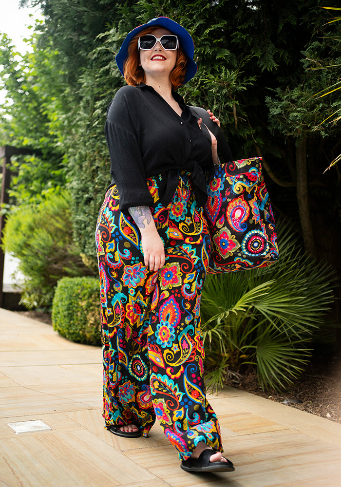 Beck Painted Paisley Print Woven Full Length Popsy Trousers
