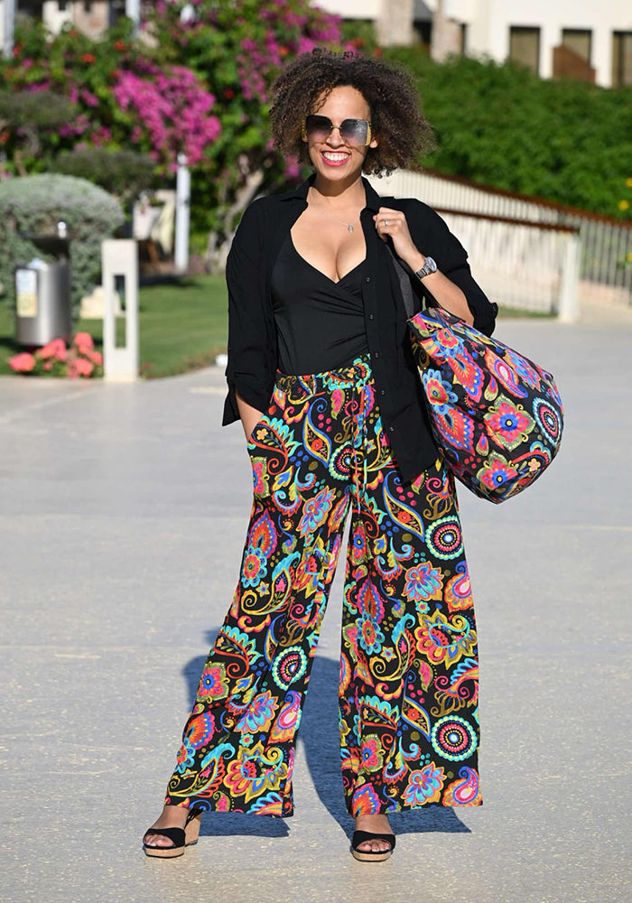 Beck Painted Paisley Print Woven Full Length Popsy Trousers