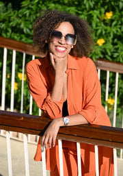Laken Orange Woven Popsy Shirt