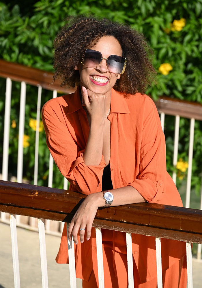 Laken Orange Woven Popsy Shirt