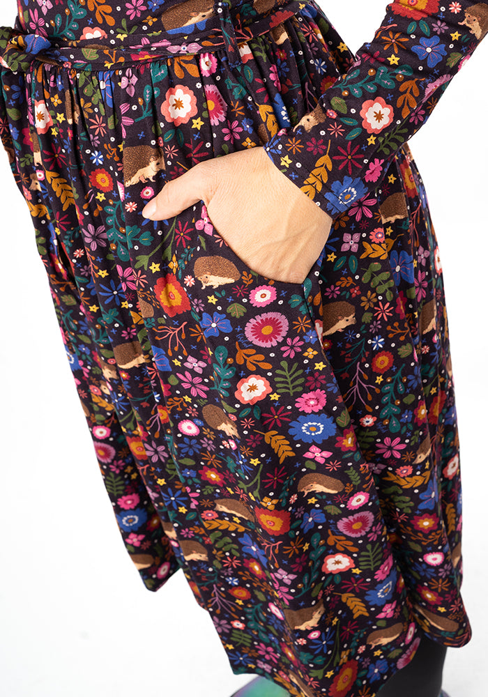 Third angle of Lira Hedgehog Print Viscose Dress