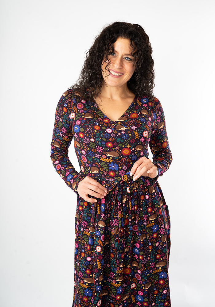 Sixth angle of Lira Hedgehog Print Viscose Dress