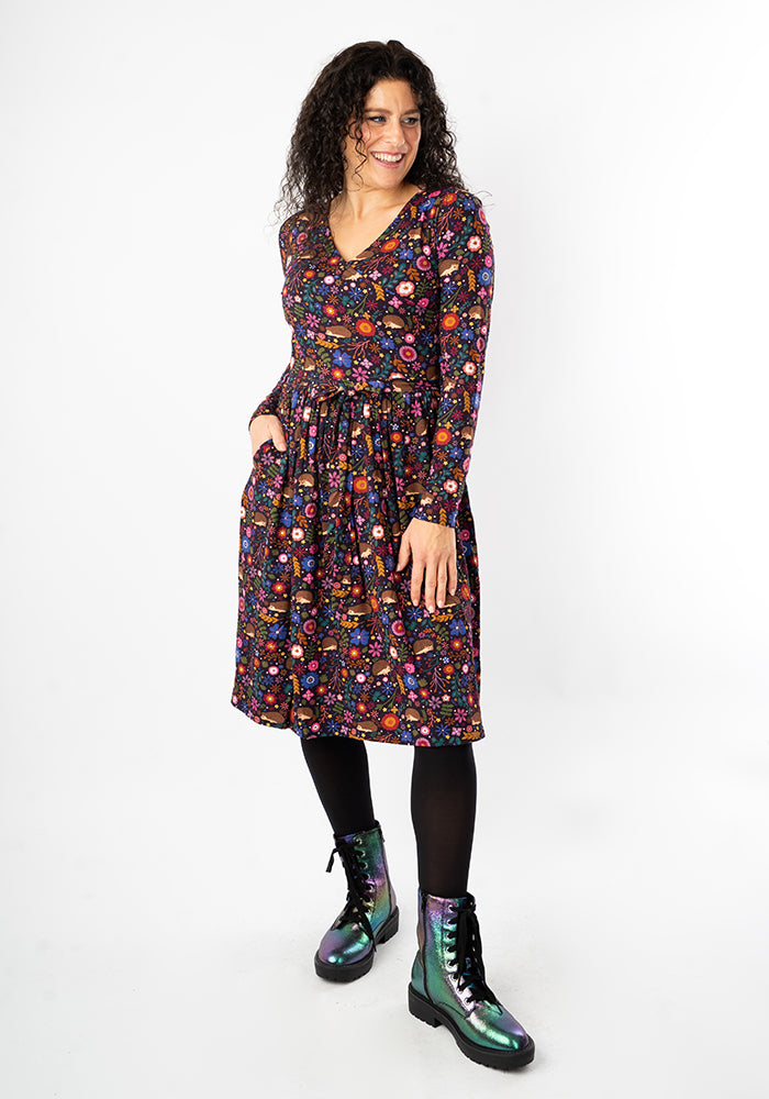 Fourth angle of Lira Hedgehog Print Viscose Dress