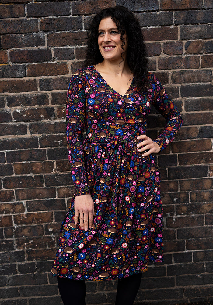 Fifth angle of Lira Hedgehog Print Viscose Dress
