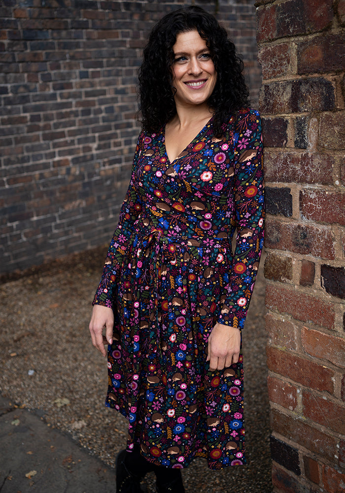 Eighth angle of Lira Hedgehog Print Viscose Dress