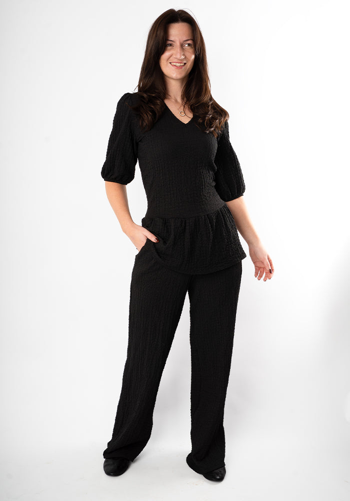 Fourth angle of Lita Black Full Length Pull On Trousers