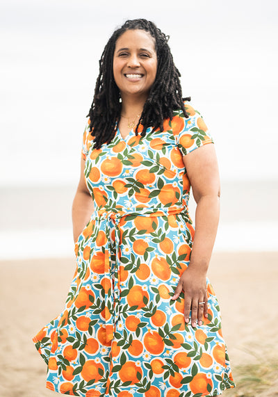 Liviana Orange & Daisy Print Dress