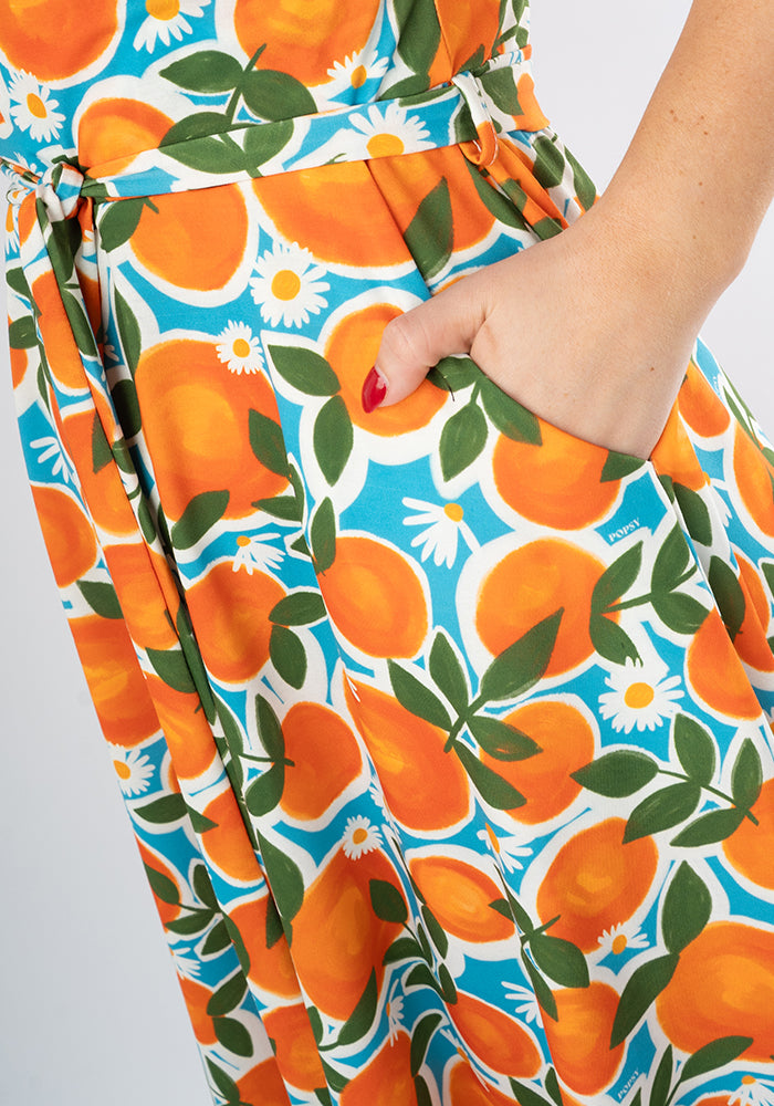 Liviana Orange & Daisy Print Dress