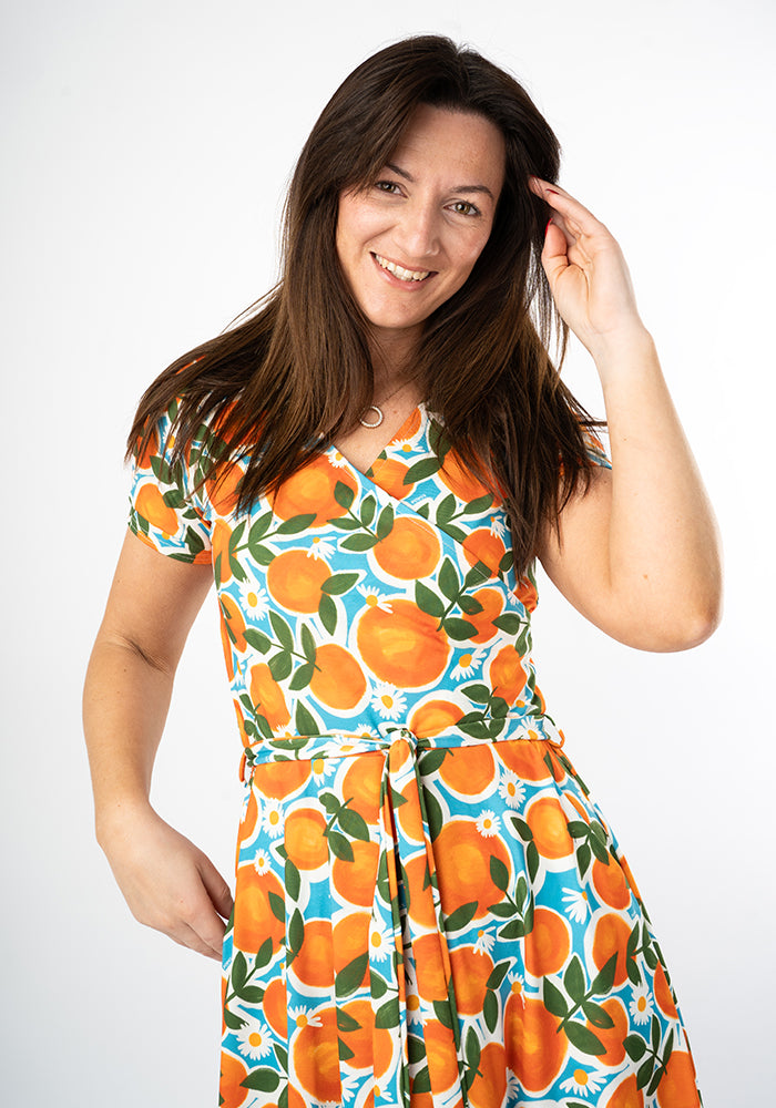Liviana Orange & Daisy Print Dress