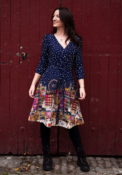 Jovial London Border Print Cotton Dress