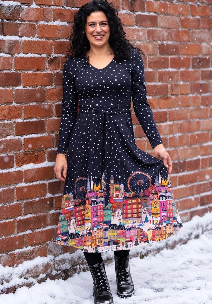 Lucella London Border Print Cotton Midi Dress