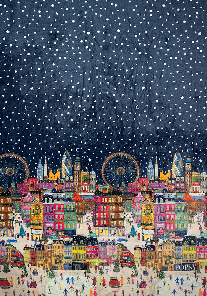 Third angle of London Print Plush Throw Blanket (Pop-Under)