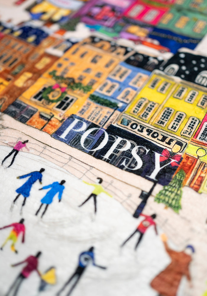 London Print Pop-under Plush Blanket