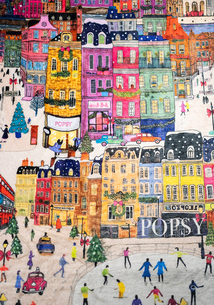London Print Pop-under Plush Blanket