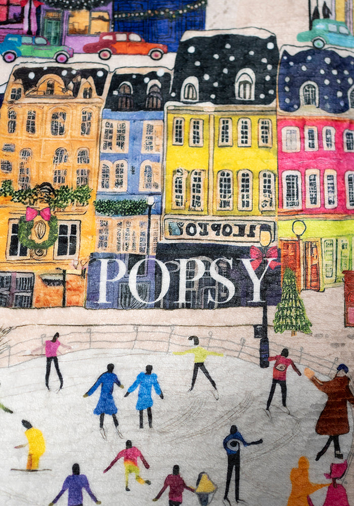 London Print Pop-under Plush Blanket
