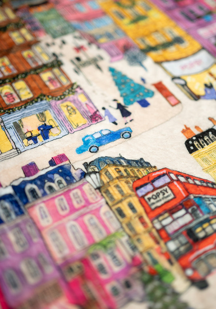 London Print Pop-under Plush Blanket
