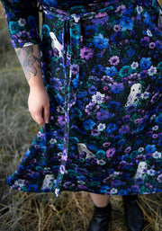 Lonneke Purple Floral Ghost Print Midi Dress