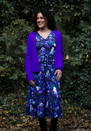 Lonneke Purple Floral Ghost Print Midi Dress