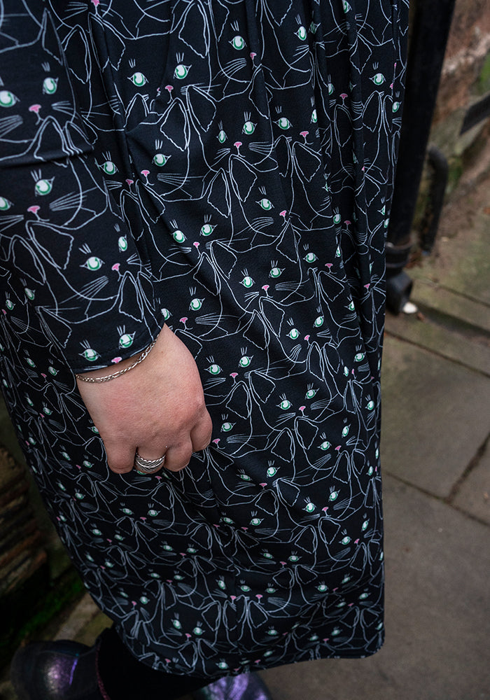 Lottie Cat Face Print Midi Dress