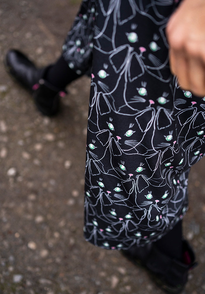 Lottie Cat Face Print Midi Dress