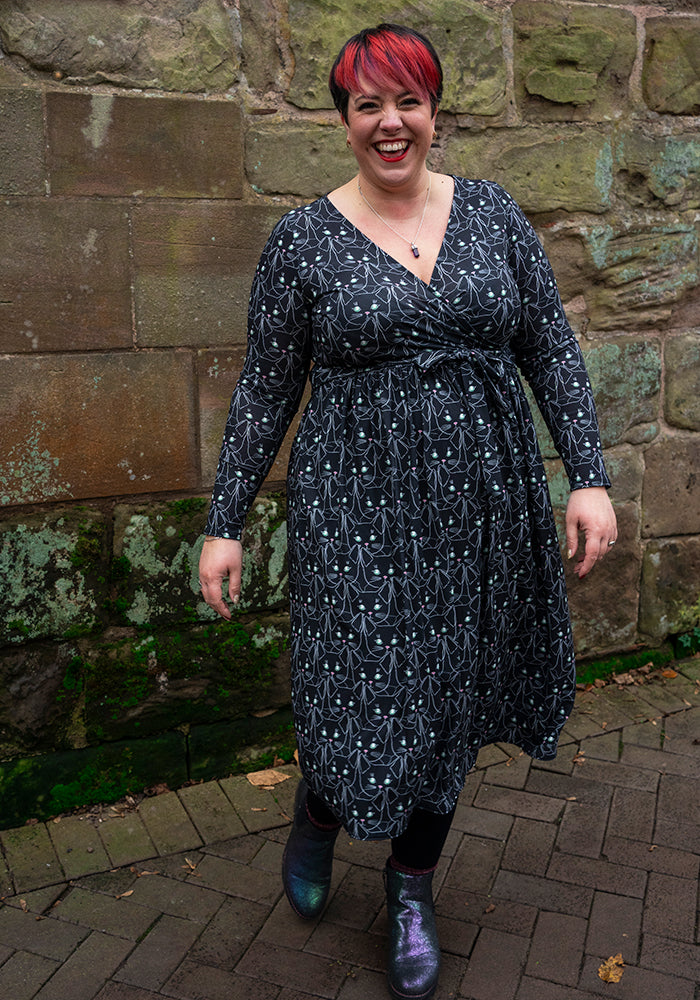 Lottie Cat Face Print Midi Dress Popsy Clothing