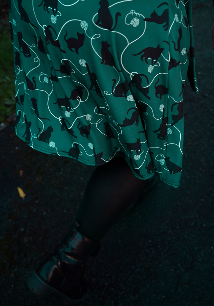 Seventh angle of Lotty Playful Cats Print Dress