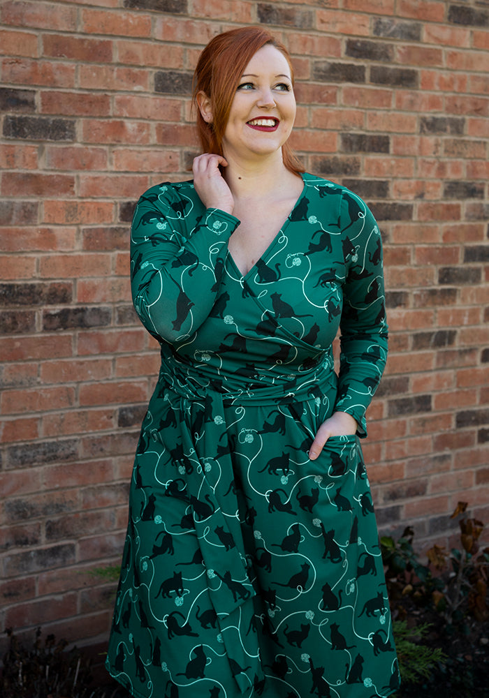 Third angle of Lotty Playful Cats Print Dress