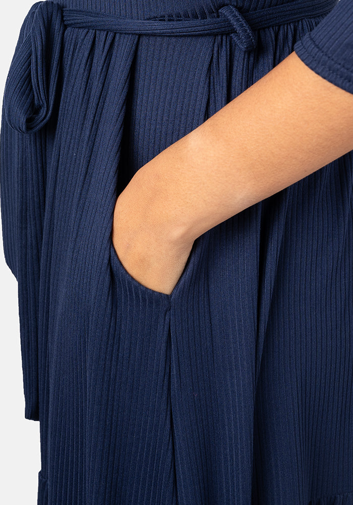 Lou Navy Tiered Hem Midi Dress