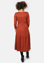 Lou Rust Tiered Hem Midi Dress