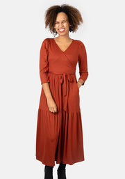 Lou Rust Tiered Hem Midi Dress