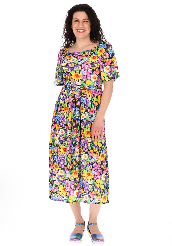 Third angle of Lucetta Floral Garden Print Midi Dress