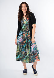 Lucette Abstract Layers Print Midi Dress