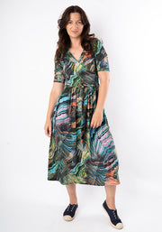 Lucette Abstract Layers Print Midi Dress