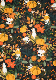 Lucila Pumpkin Hidden Cats Print Cotton Dress