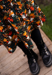 Lucila Pumpkin Hidden Cats Print Cotton Dress