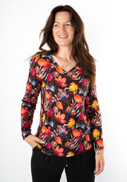 Lucy Fall Leaves Print Viscose Top
