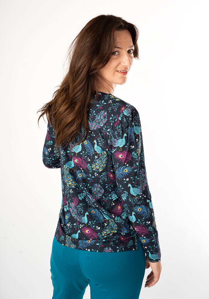 Fourth angle of Lucy Peacock Print Viscose Top