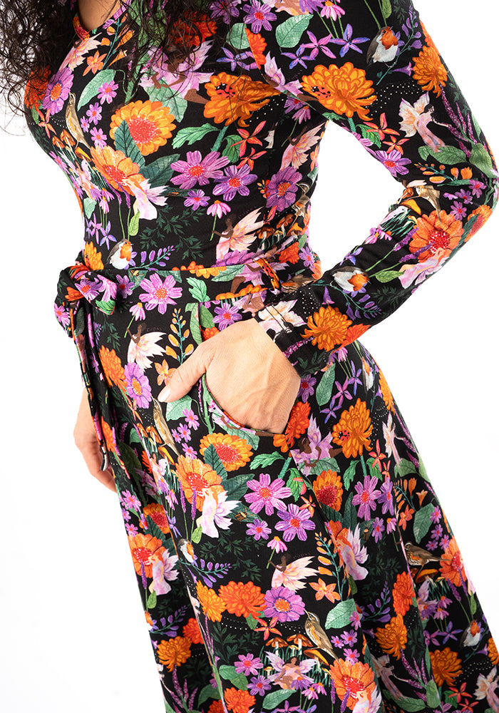 Seventh angle of Luetta Playful Fairys Print Cotton Midi Dress