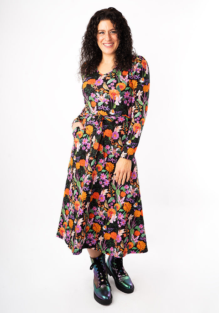 Third angle of Luetta Playful Fairys Print Cotton Midi Dress