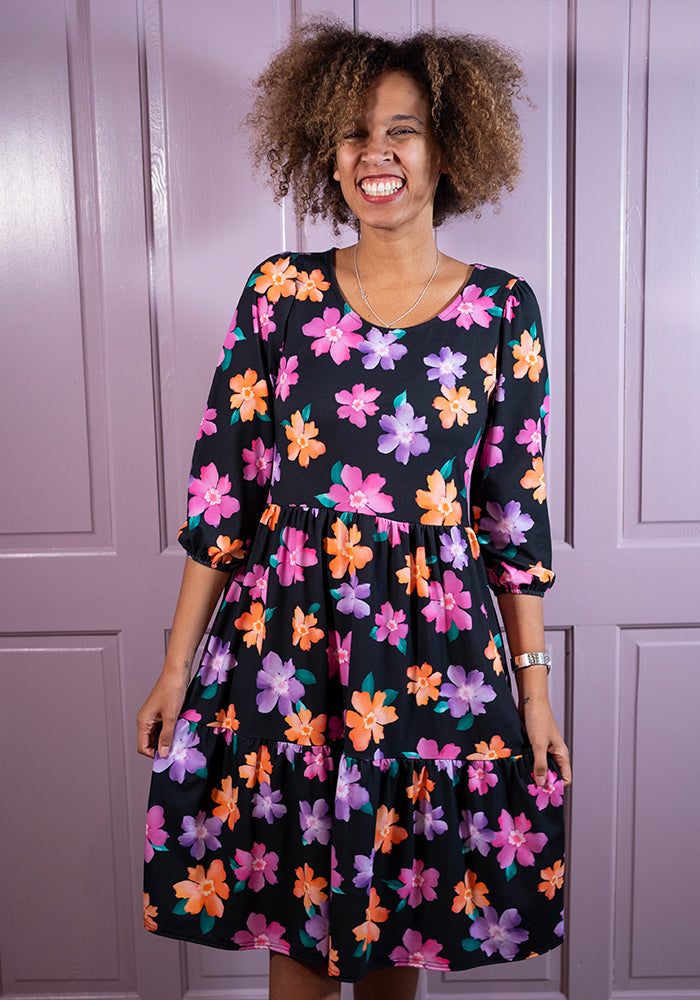 Eleventh angle of Luisa Bright Flower Print Jersey Dress