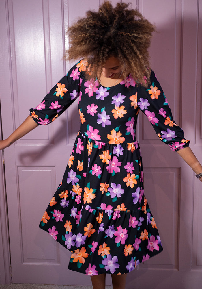 Tenth angle of Luisa Bright Flower Print Jersey Dress