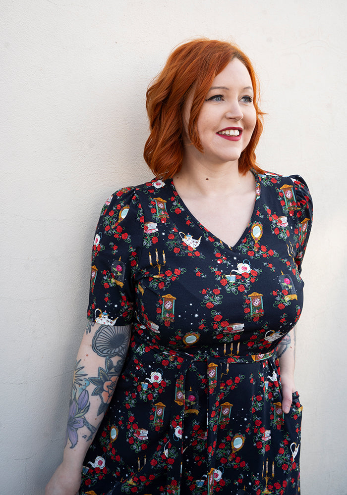 Twelfth angle of Lumiere Magical Rose Print Cotton Midi Dress