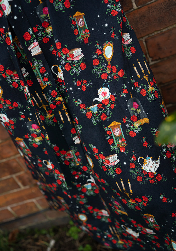 Eleventh angle of Lumiere Magical Rose Print Cotton Midi Dress
